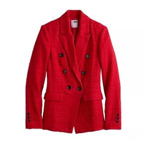 SO® Tweed Double Breasted Blazer Out Of Office Red